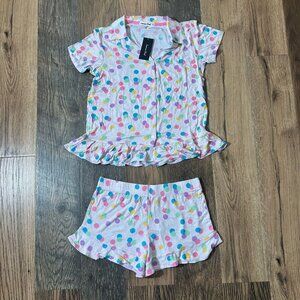 Emerson Road Vonnie Dots Ballerina Space Dye Peplum Top & Short Pajama Set Size